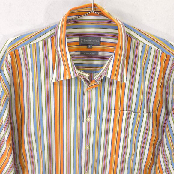 Hickey Freeman Shirt Mens L Colorful Striped Button Up Long Sleeve Casual Preppy - Picture 2 of 9